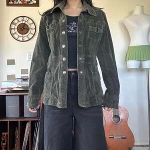 Vintage Misdemeanor Velvety Olive Green Buckle Shacket, Size M — Y2K Grunge